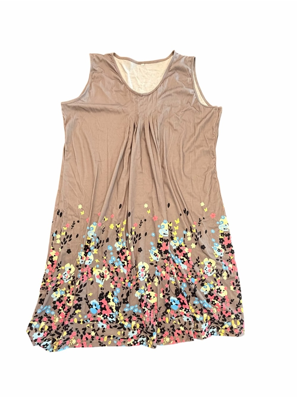 Aelson Women’s Summer Dress Casual Sleeveless Mini Printed Floral 5XL Grey